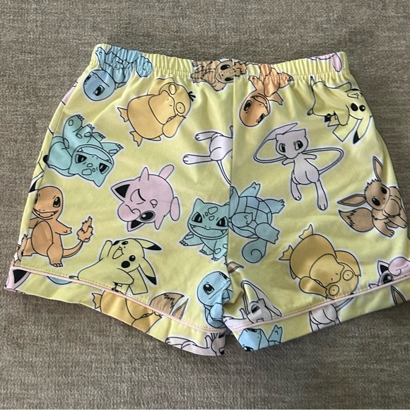 Pokémon Girls Pajama Set Size M (7/8) Yellow Button-Up Short Sleeve 2PC - Picture 9 of 9